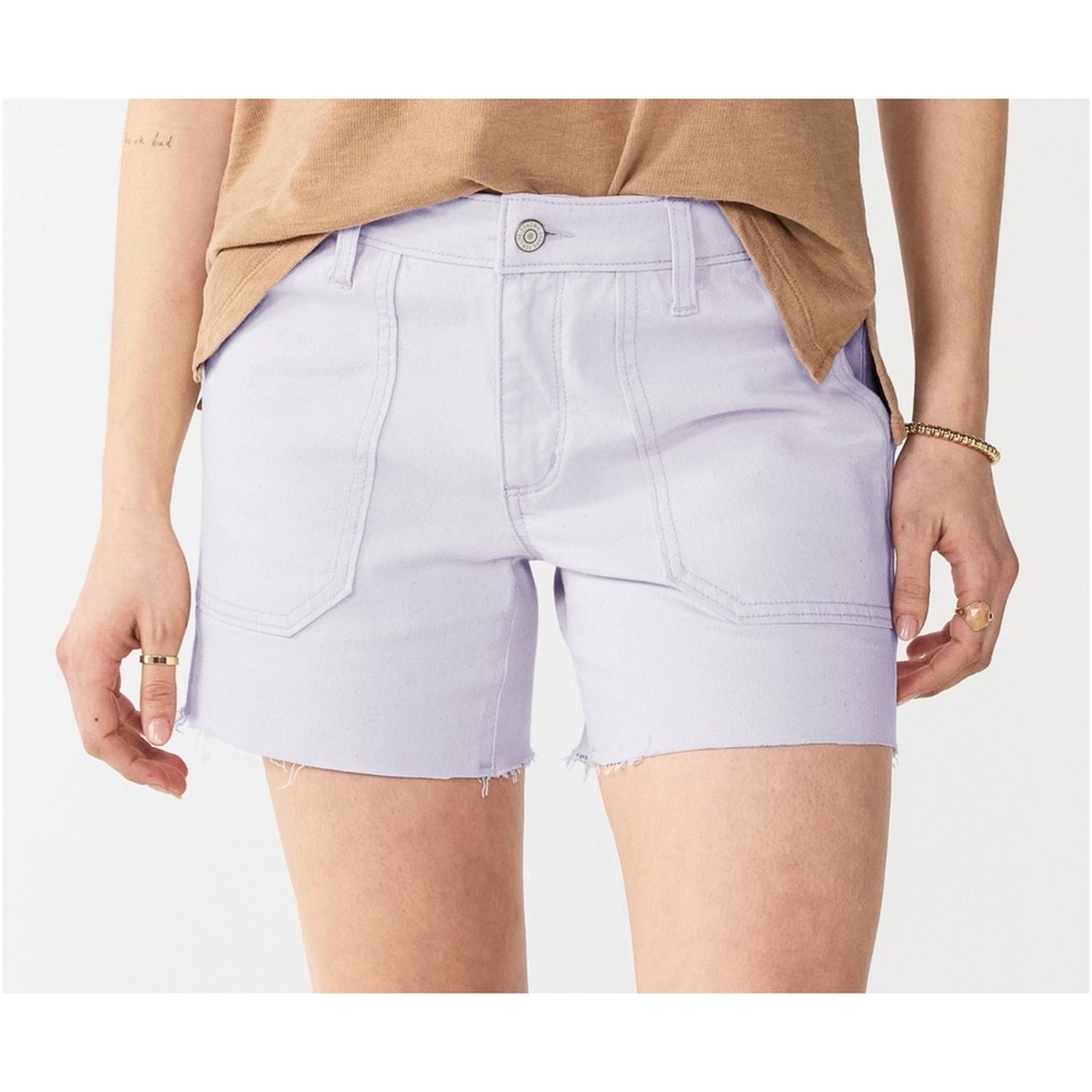 Sonoma Goods For Life Lavender High Rise Utility Raw Hem Shorts Size 10